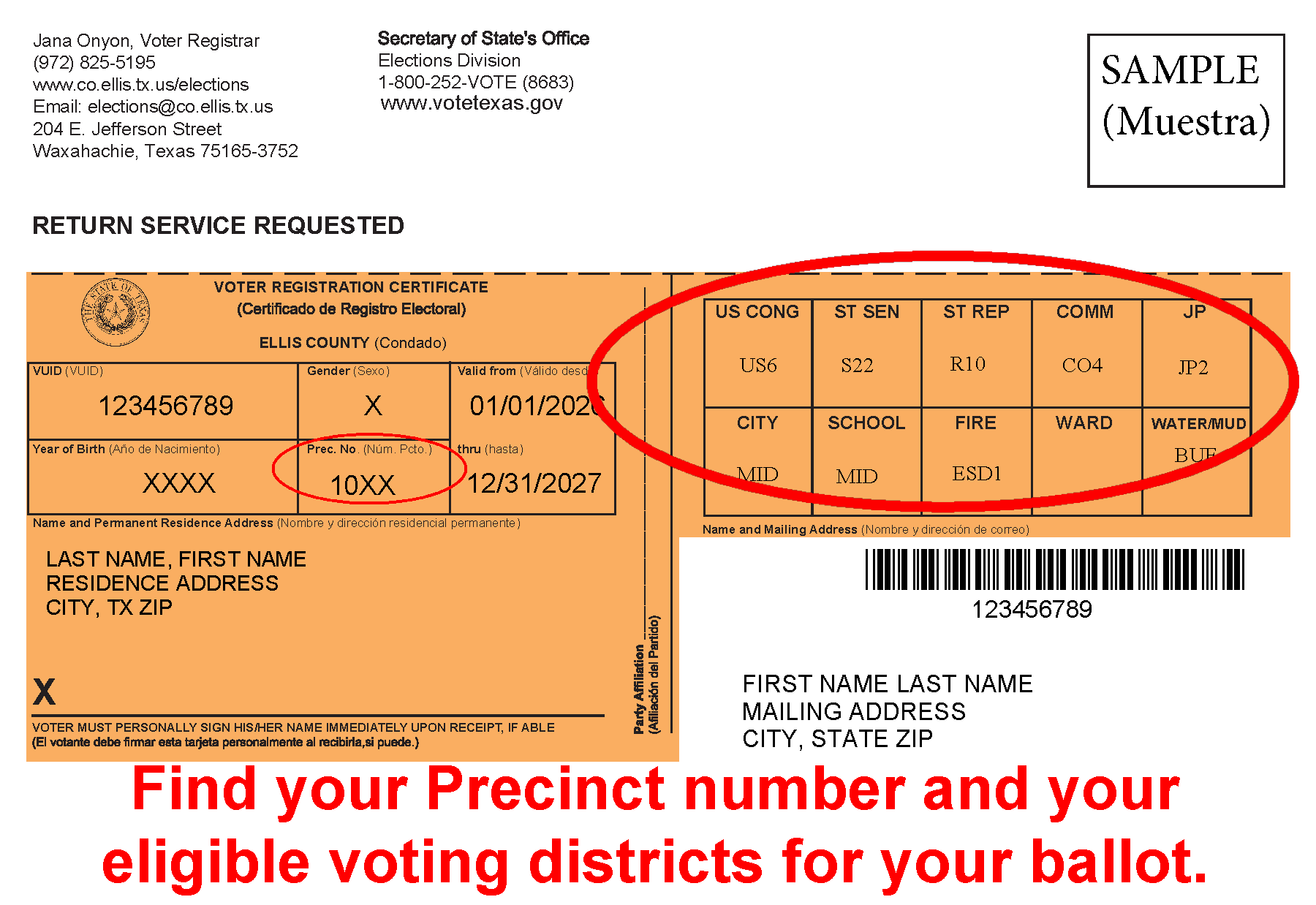 Find your Precinct Number and eligible voting Districts